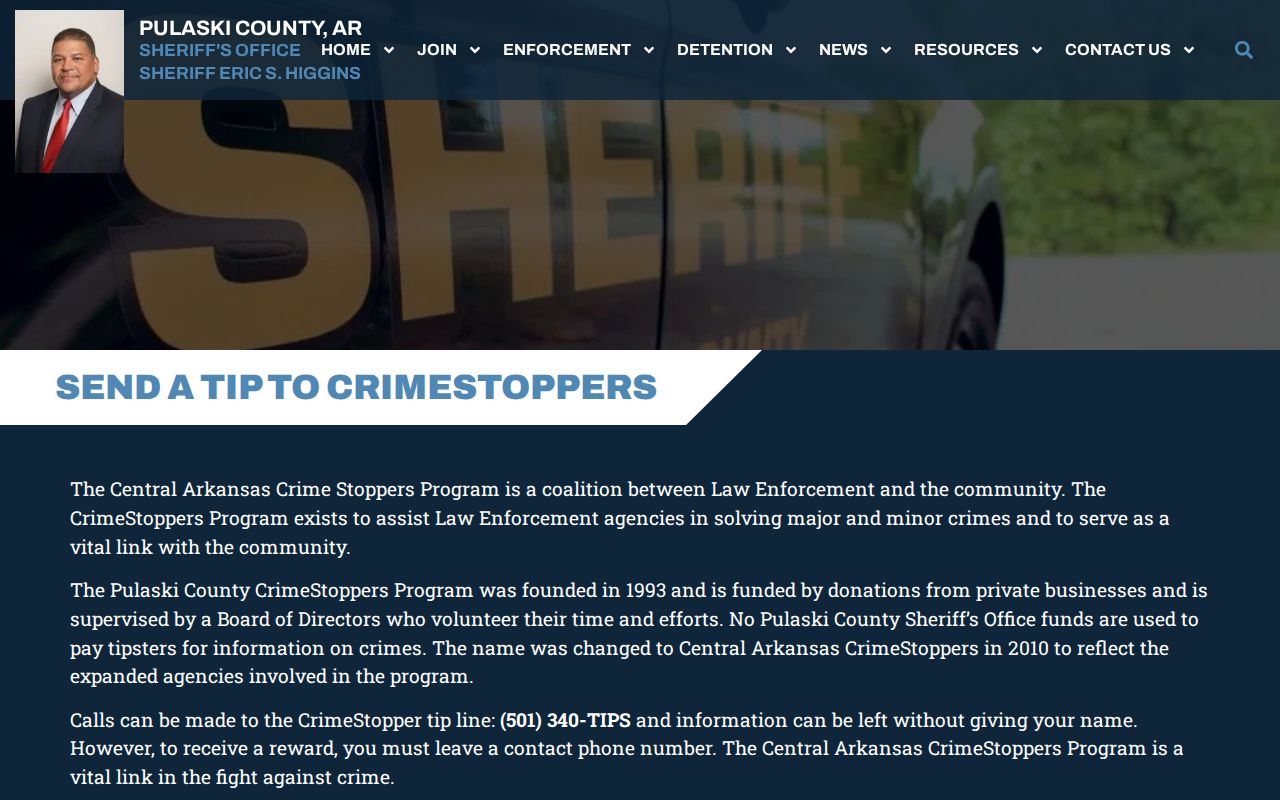 Pulaski County official wanted-fugitive tip route
